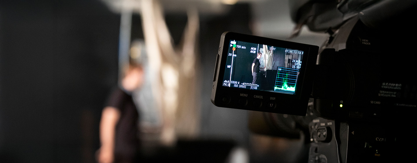 Camera screen in close up frame during a film set